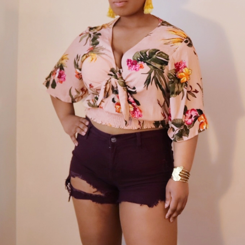 Floral crop top by live 4 the truth size large